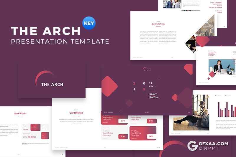 50页简约商务风格文字信息展示keynote模板 - 顶尖PPT