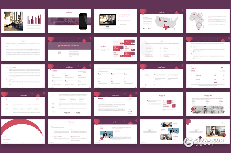 50页简约商务风格文字信息展示PPT模板 - 顶尖PPT