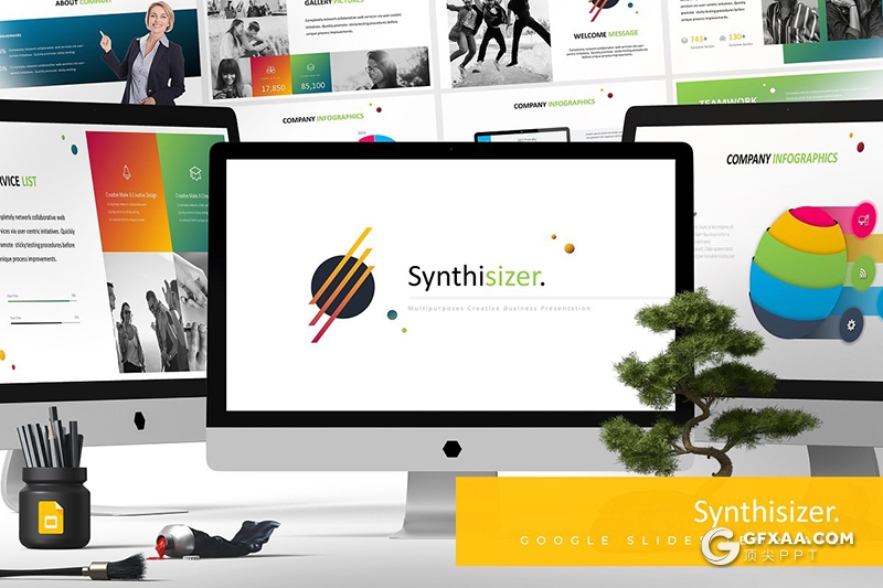 30页色彩商务团队介绍工作计划总结Google slides模板 5种主题配色 - 顶尖PPT