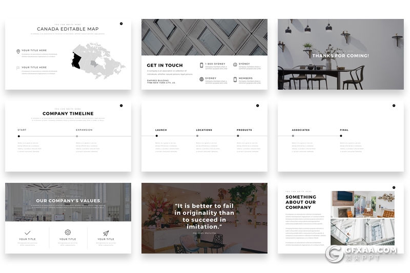 36页国外简约文艺唯美风格PPT模板 - 顶尖PPT