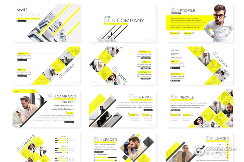 30页创意商务图形欧美商务多用途PPT模板 5种主题配色 - 顶尖PPT