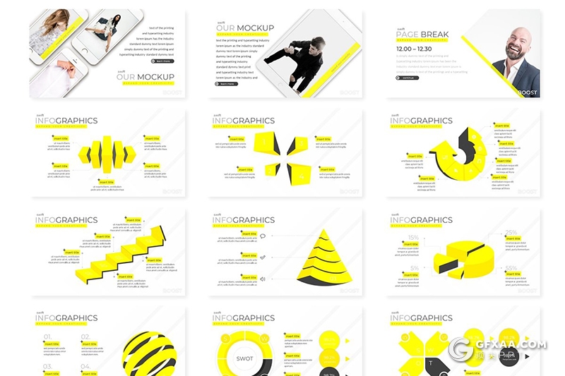 30页创意商务图形欧美商务多用途PPT模板 5种主题配色 - 顶尖PPT