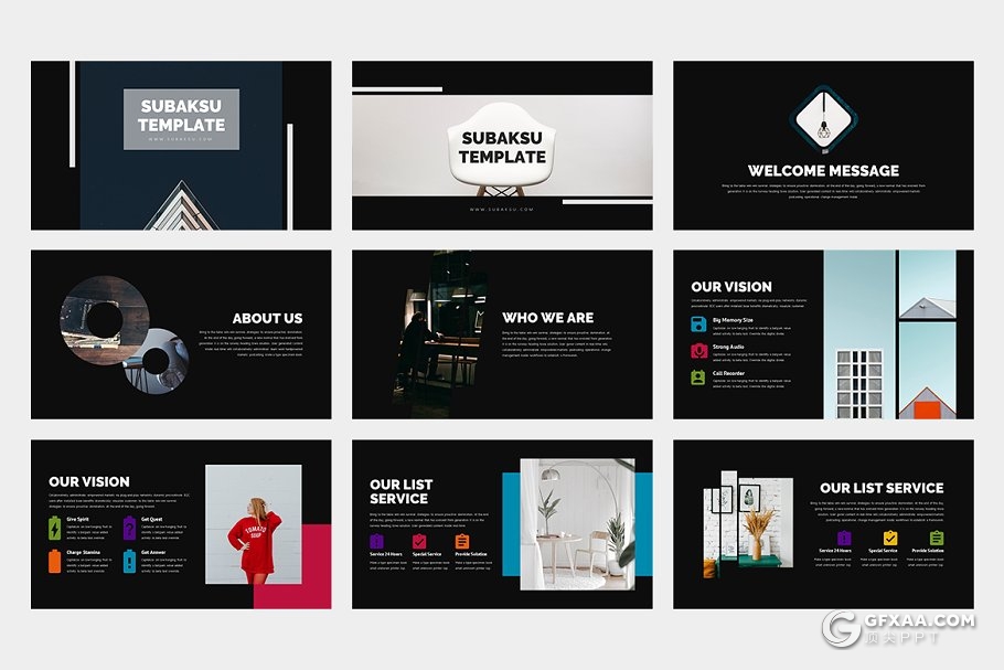 62页扁平化黑白两种底色商务多用途PPT模板 - 顶尖PPT