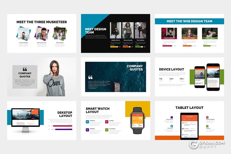 62页扁平化黑白两种底色商务多用途PPT模板 - 顶尖PPT