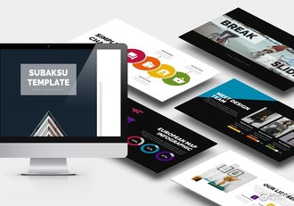 62页扁平化黑白两种底色商务多用途PPT模板 - 顶尖PPT