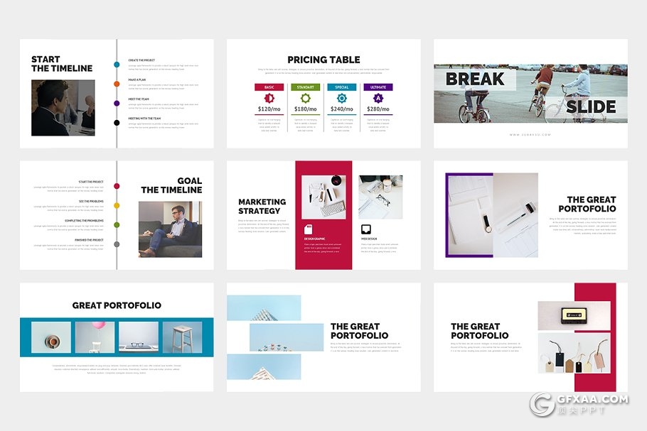 62页扁平化黑白两种底色商务多用途PPT模板 - 顶尖PPT