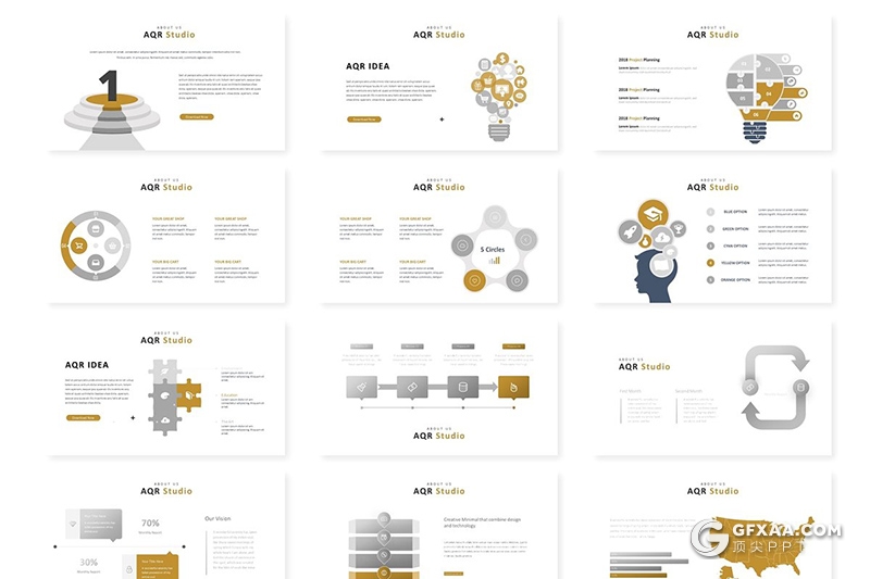 30页国外商务风格工作计划汇报Google slides模板 5种主题配色 - 顶尖PPT