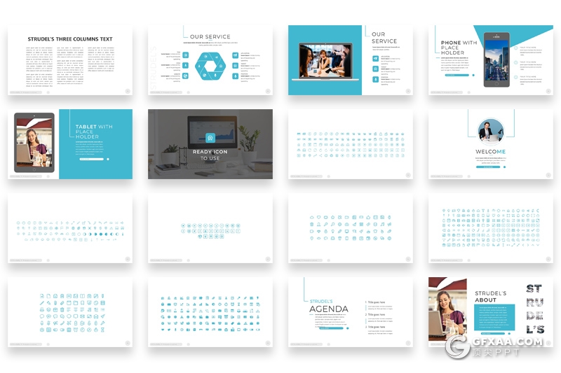 65页商务公司企业介绍宣传团队业务展示keynote模板 8种主题配色 - 顶尖PPT
