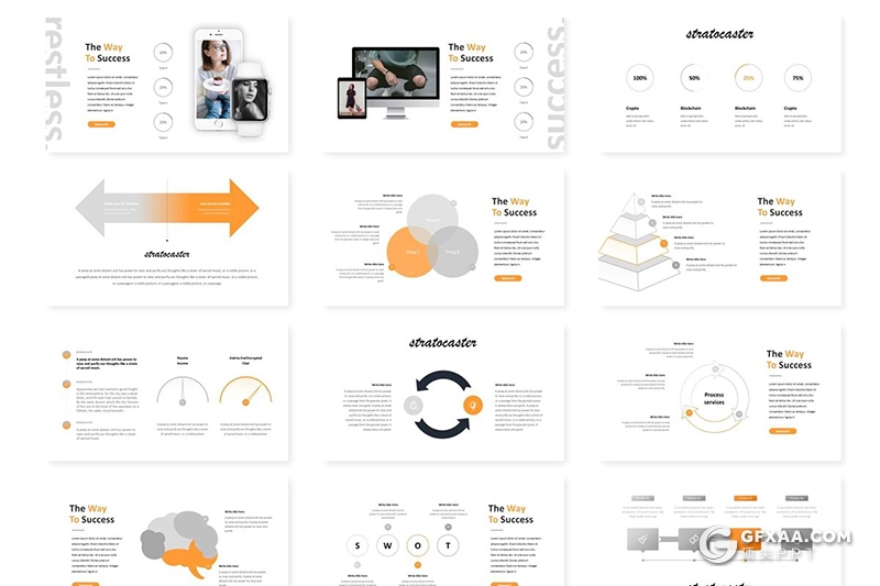 30页国外商务多用途Google slides模板 5种主题配色 - 顶尖PPT