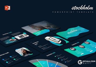 30页蓝绿渐变国外商务多用途PPT模板 5种主题配色 - 顶尖PPT