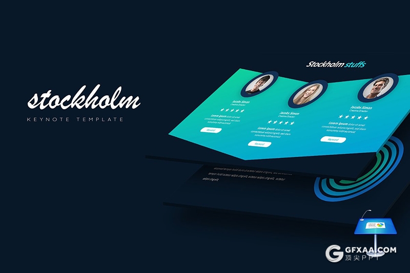 30页蓝绿渐变国外商务多用途keynote模板 5种主题配色 - 顶尖PPT