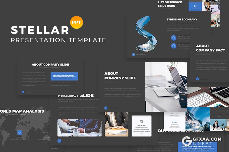 105页黑白两种底色欧美蓝色商务统计工作汇报PPT模板 - 顶尖PPT