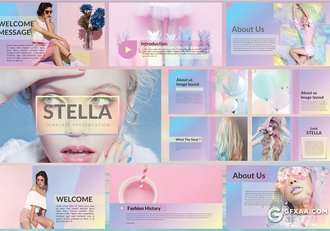 50页炫彩荧光配色欧美时尚杂志风格Google slides模板 - 顶尖PPT