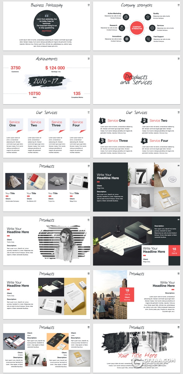 100页扁平化国外简约风格商务多用途PPT模板 8种主题配色 - 顶尖PPT