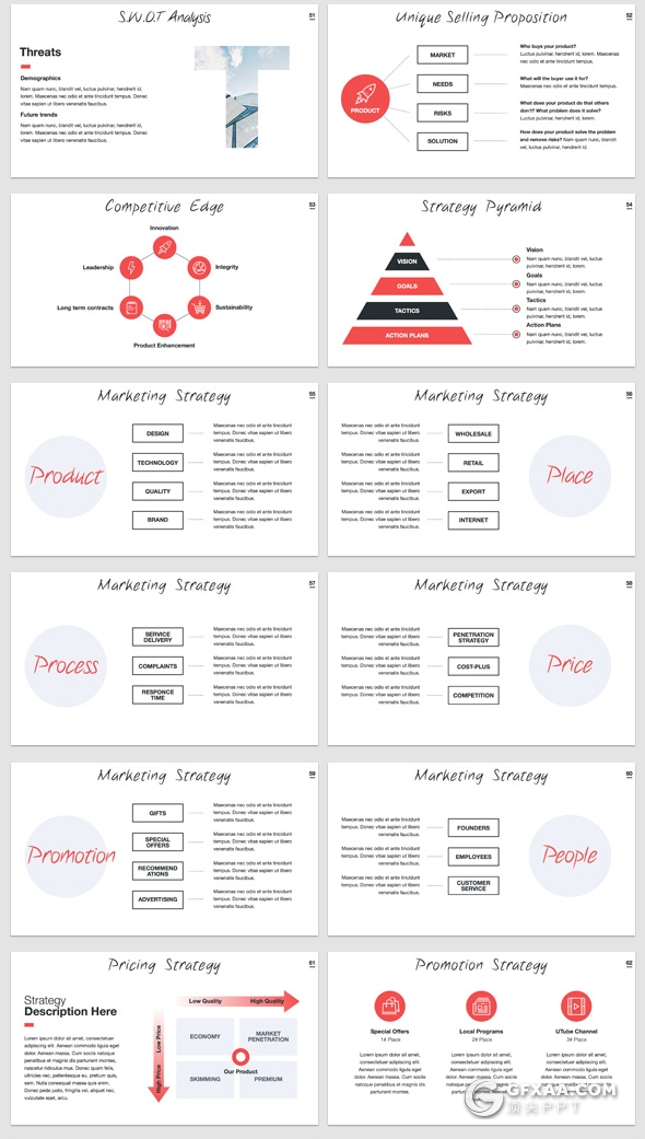 100页扁平化国外简约风格商务多用途PPT模板 8种主题配色 - 顶尖PPT