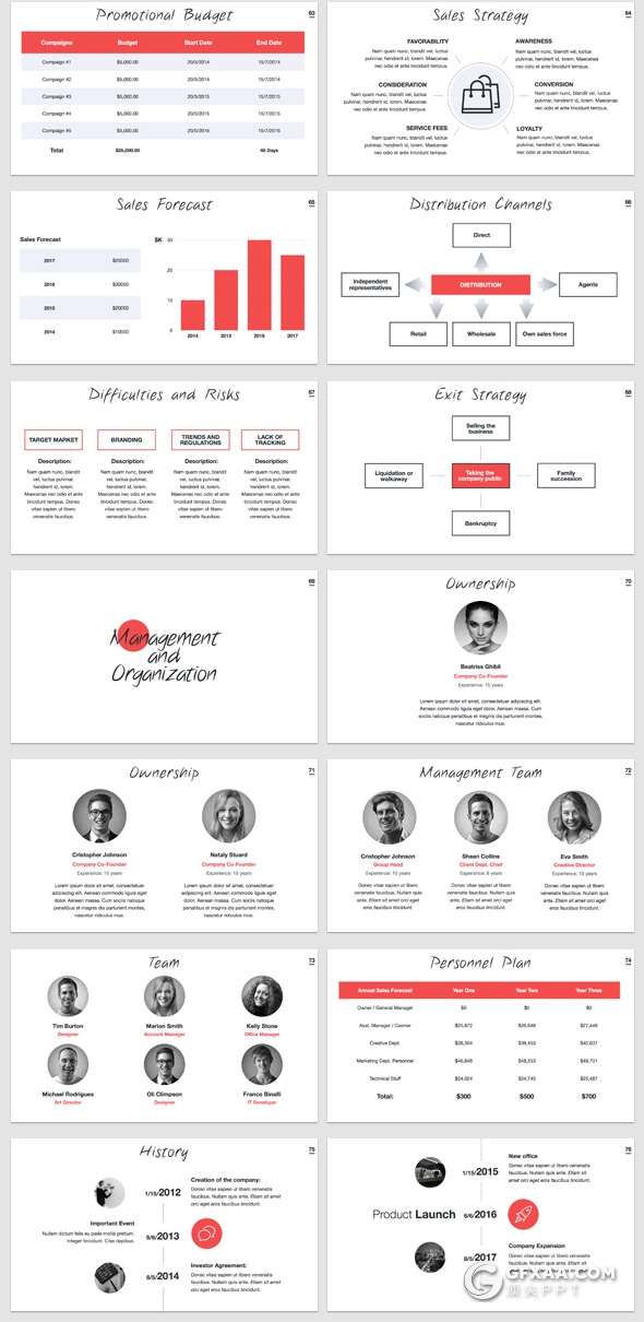 100页扁平化国外简约风格商务多用途PPT模板 8种主题配色 - 顶尖PPT