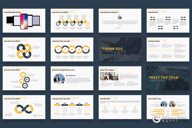 30页国外商务风格企业公司介绍多用途Google slides模板 5种主题配色 - 顶尖PPT