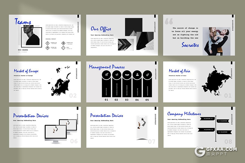 50页简约文艺风格模特写真时尚服装展示keynote模板 - 顶尖PPT