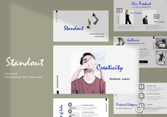 50页简约文艺风格模特写真时尚服装展示keynote模板 - 顶尖PPT