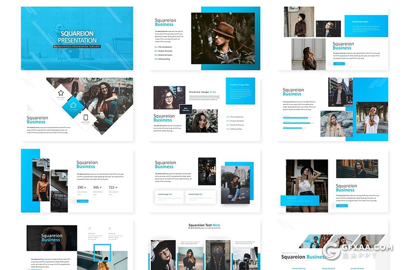 30页时尚服装展示模特摄影街拍分析keynote模板 5种主题配色 - 顶尖PPT