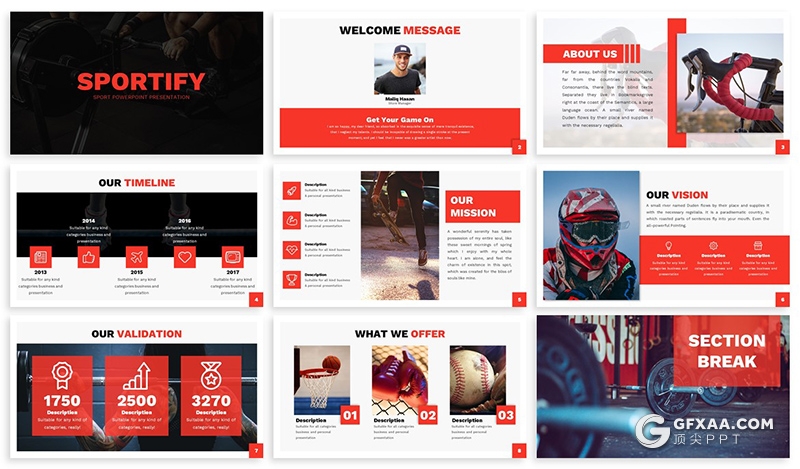 30页体育健身锻炼户外运动宣传推广PPT模板 3种主题配色 - 顶尖PPT