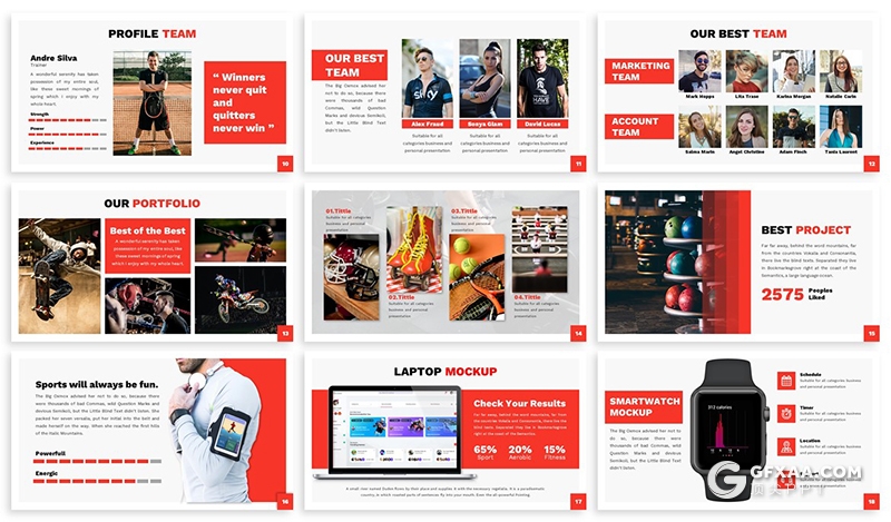 30页体育健身锻炼户外运动宣传推广PPT模板 3种主题配色 - 顶尖PPT