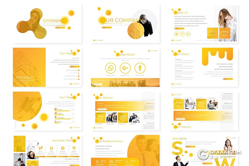 30页创意圆形组合商务多用途PPT模板 5种主题配色 - 顶尖PPT