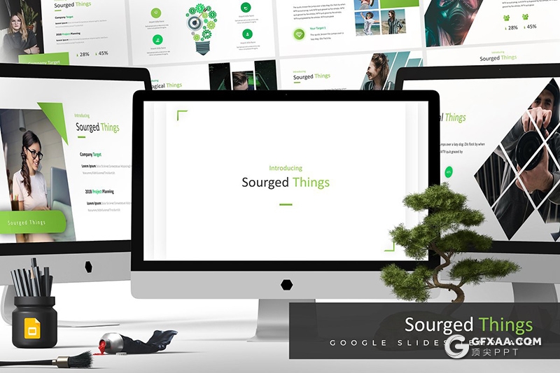 30页扁平化公司人员介绍工作计划汇报Google slides模板 5种主题配色 - 顶尖PPT