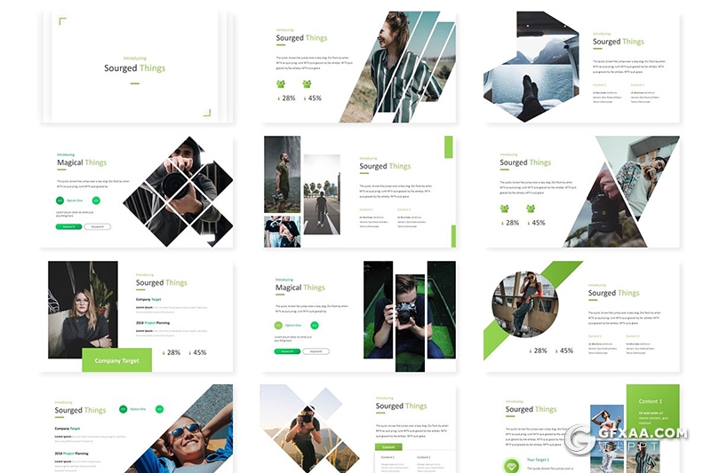 30页扁平化公司人员介绍工作计划汇报keynote模板 5种主题配色 - 顶尖PPT