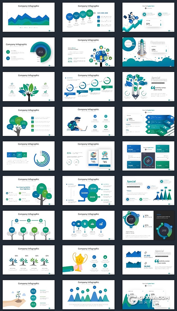 400页国外高端商务ppt模板创意商务图形卡通插画数据图表ppt模板 - 顶尖PPT