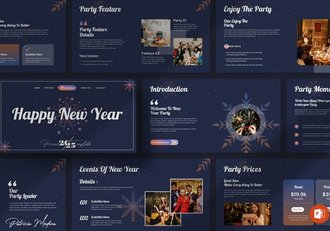 新年快乐节日狂欢PowerPoint模板 - 顶尖PPT