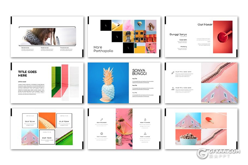 60页极简时尚杂志风格图片展示PPT模板 - 顶尖PPT