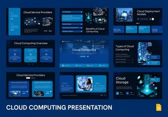 蓝色科技感云计算主题演示PPT模板 - 顶尖PPT