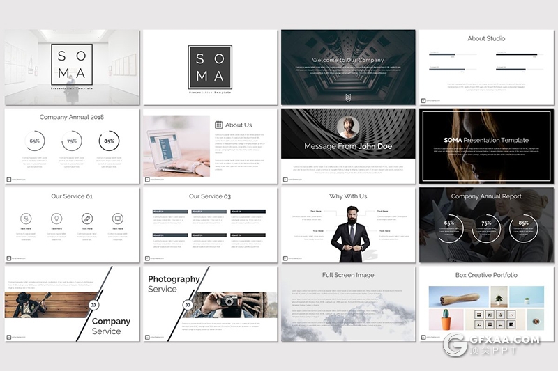 32页欧美商务公司团队介绍工作汇报业务合作Google slides模板 5种主题配色 - 顶尖PPT