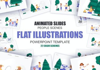 休闲娱乐运动场景插画PPT模板 - 顶尖PPT