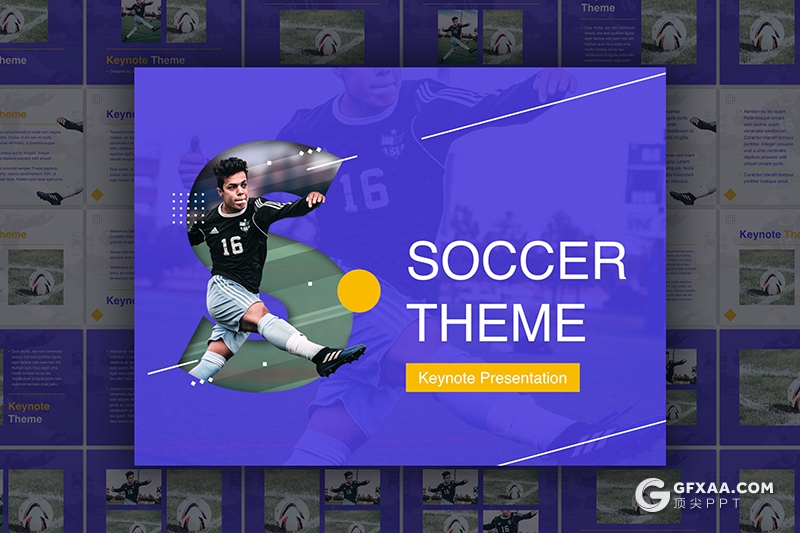 32页4:3尺寸足球体育运动介绍keynote模板 - 顶尖PPT