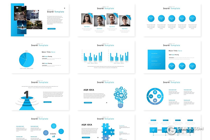 30页国外商务风格公司团队介绍工作总结keynote模板 5种主题配色 - 顶尖PPT