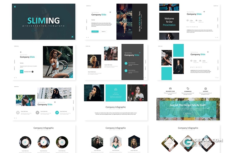 30页扁平化高端国外商务风格工作汇报Google slides模板 5种主题配色 - 顶尖PPT