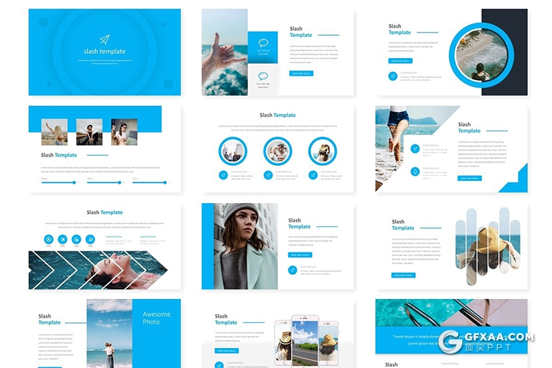 30页国外文艺小清新风格多用途Google slides模板 5种主题配色 - 顶尖PPT