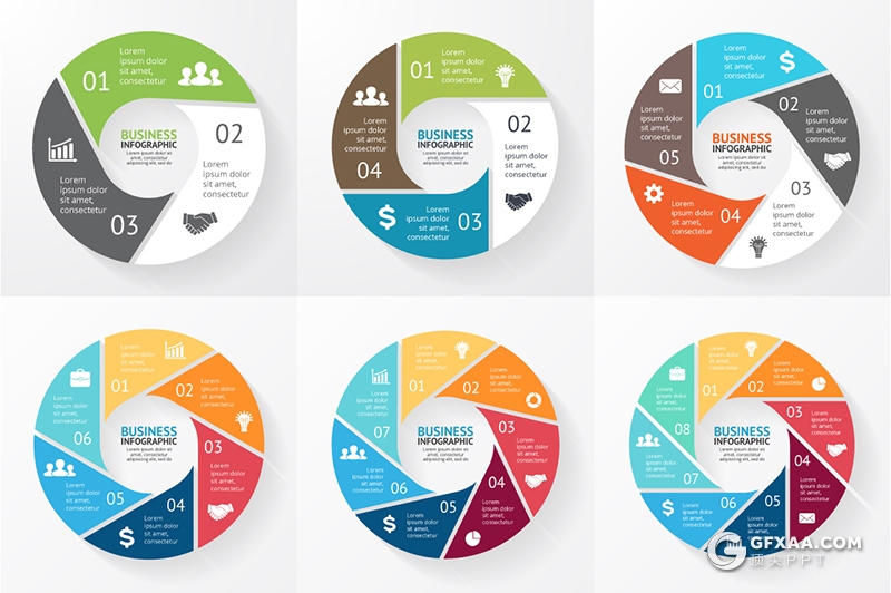 色彩创意商务PPT信息图形模板 包含多种格式ppt,key,ai,eps图形素材 - 顶尖PPT