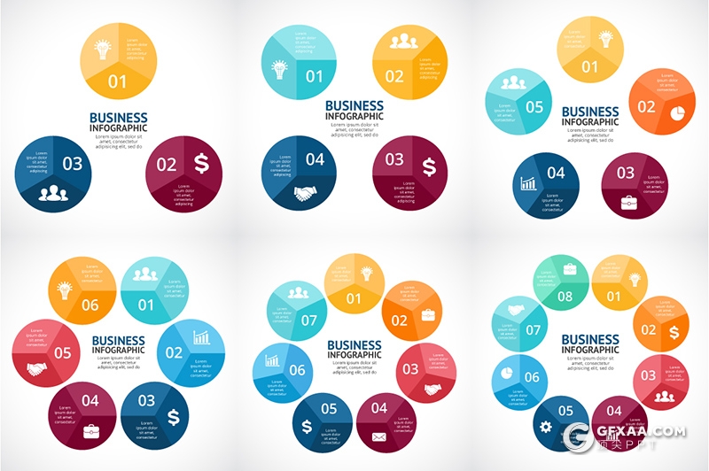 色彩创意商务PPT信息图形模板 包含多种格式ppt,key,ai,eps图形素材 - 顶尖PPT