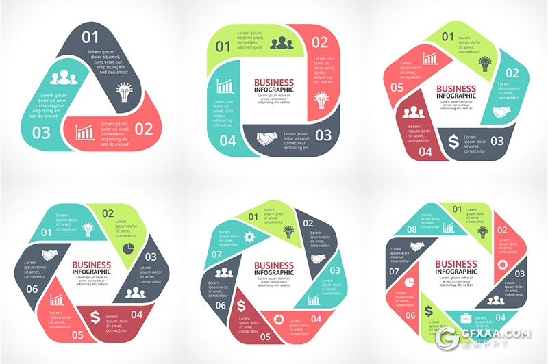 色彩创意商务PPT信息图形模板 包含多种格式ppt,key,ai,eps图形素材 - 顶尖PPT