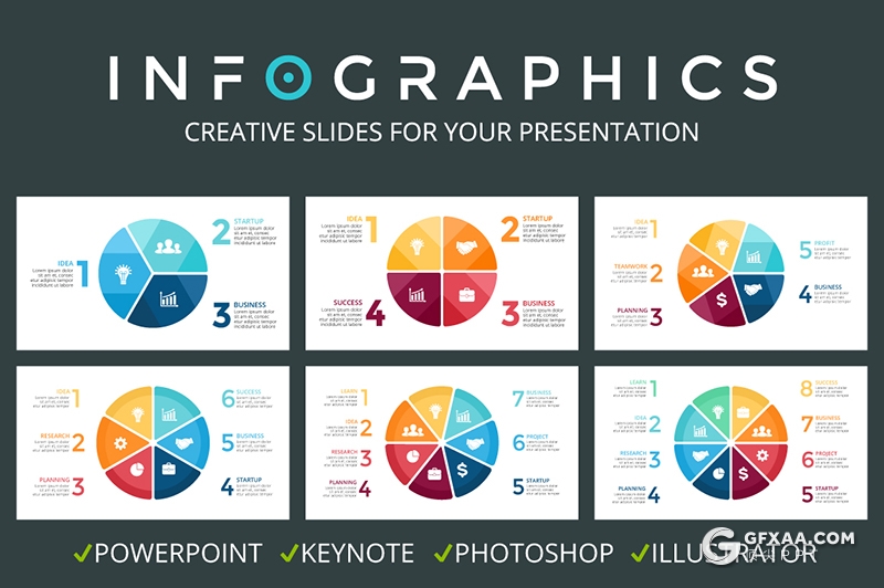 色彩创意商务PPT信息图形模板 包含多种格式ppt,key,ai,eps图形素材 - 顶尖PPT