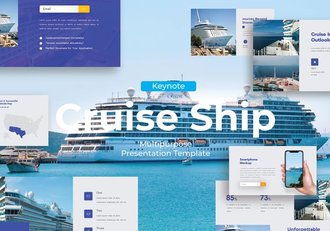 蓝色海洋风邮轮旅游行程介绍Keynote模板 - 顶尖PPT