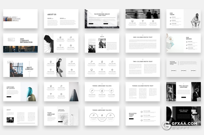 101页简约文艺风格keynote模板国外简约团队介绍工作汇报keynote模板 - 顶尖PPT