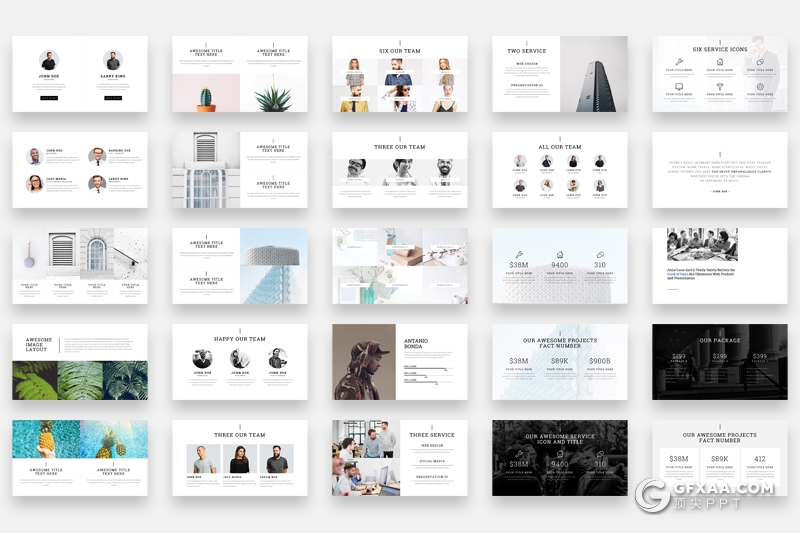 101页简约文艺风格keynote模板国外简约团队介绍工作汇报keynote模板 - 顶尖PPT