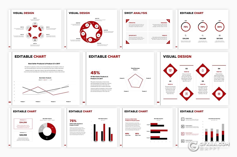72页时尚杂志风格时尚服饰行业数据分析统计ppt模板 6种主题模板 - 顶尖PPT