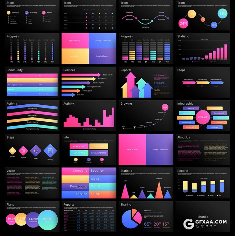 100页精美彩色创意图形设计国外高端商务keynote模板 - 顶尖PPT