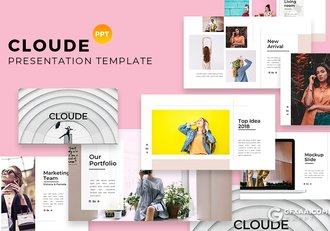 30页简约时尚风格模特写真服装展示ppt模板 - 顶尖PPT