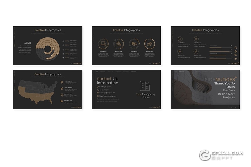 30页土豪金配色国外简约风公司团队介绍业务展示PPT模板 5种主题配色 - 顶尖PPT